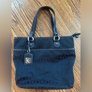 Anne Klein Black Textured Tote Bag